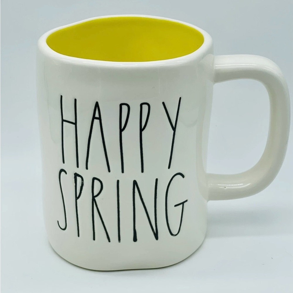 Happy Spring White and Yellow Mug